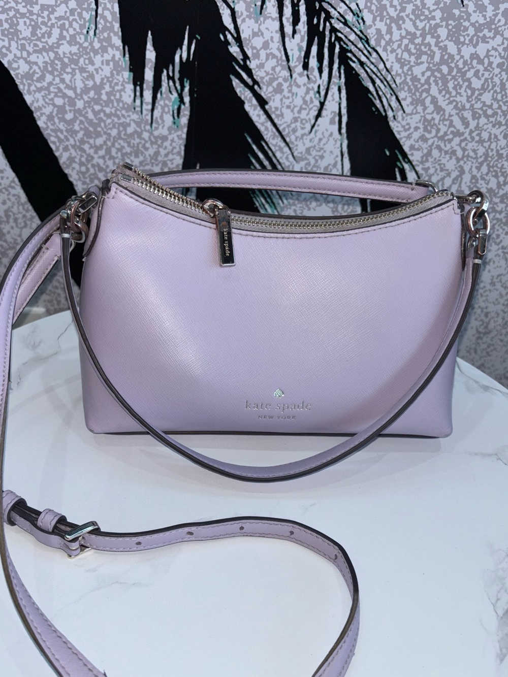 kate spade Lilac Leather Crossbody with Silver Hardware